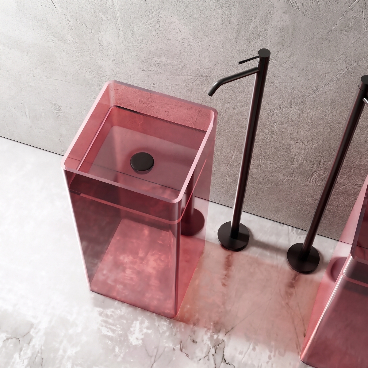 Lavabo trụ đặt sàn trong suốt NXB-Z20T