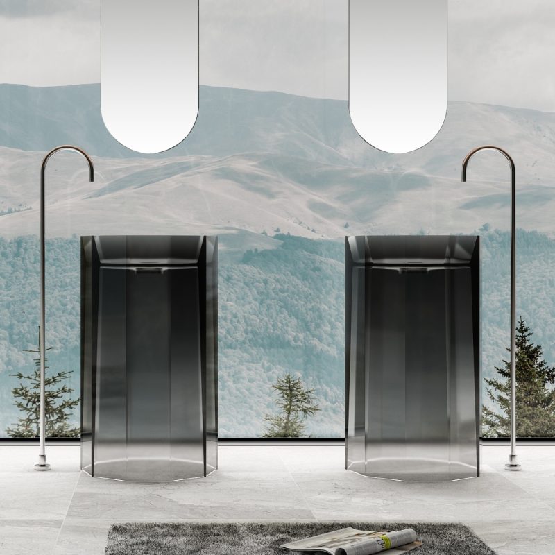 Lavabo trụ đặt sàn trong suốt NXB-Z319T