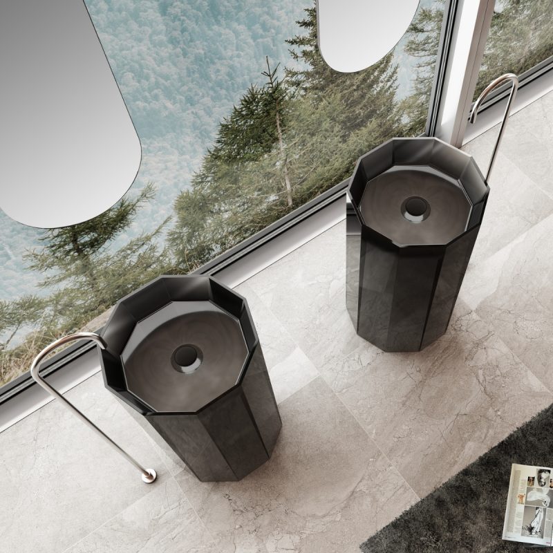 Lavabo trụ đặt sàn trong suốt NXB-Z319T