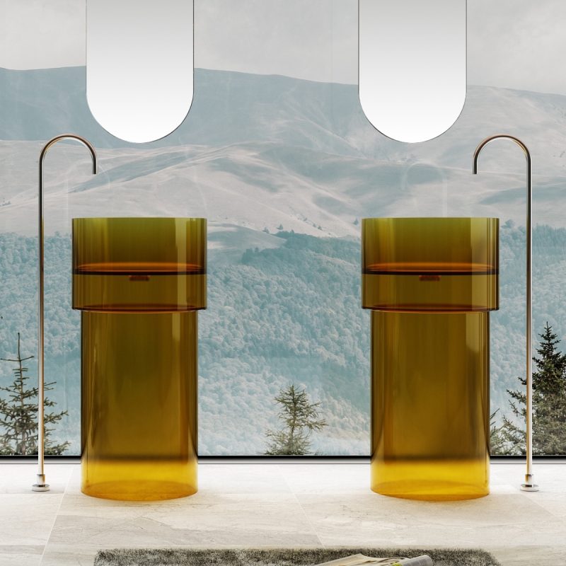 Lavabo trụ đặt sàn trong suốt NXB-Z351T