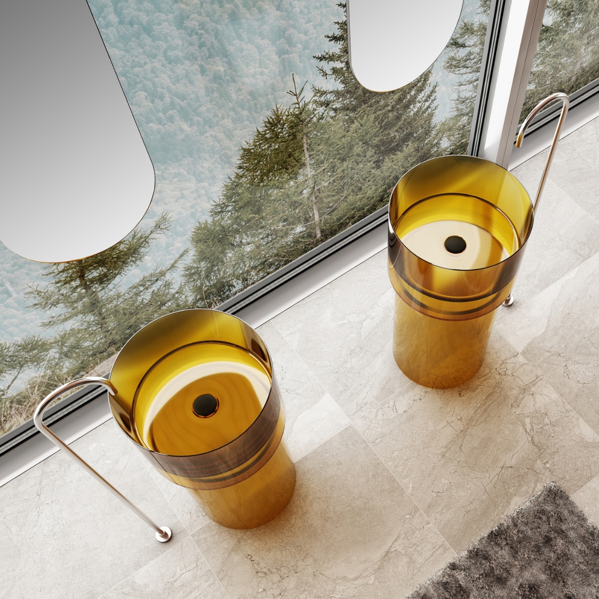 Lavabo trụ đặt sàn trong suốt NXB-Z351T