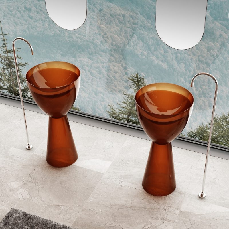 Lavabo trụ đặt sàn trong suốt NXB-Z361T