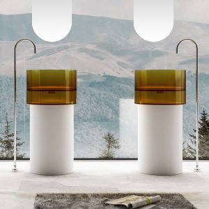 Lavabo trụ đặt sàn trong suốt NXB-Z351T