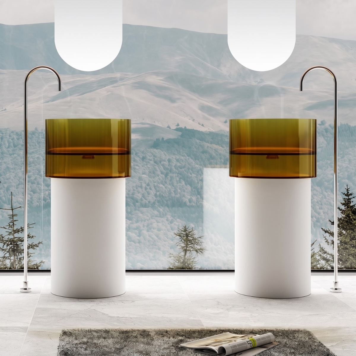Lavabo trụ đặt sàn trong suốt NXB-Z351T