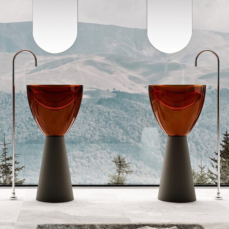 Lavabo trụ đặt sàn trong suốt NXB-Z361T