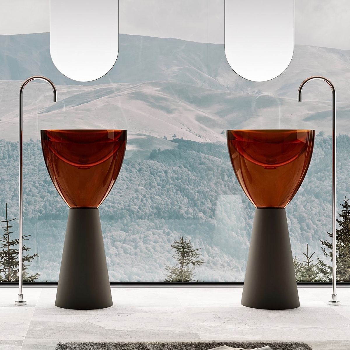 Lavabo trụ đặt sàn trong suốt NXB-Z361T