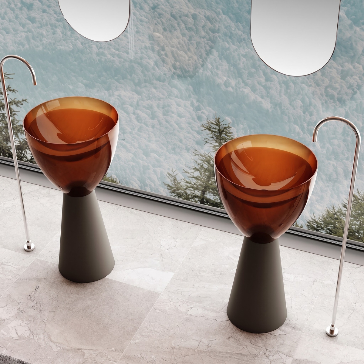 Lavabo trụ đặt sàn trong suốt NXB-Z361T