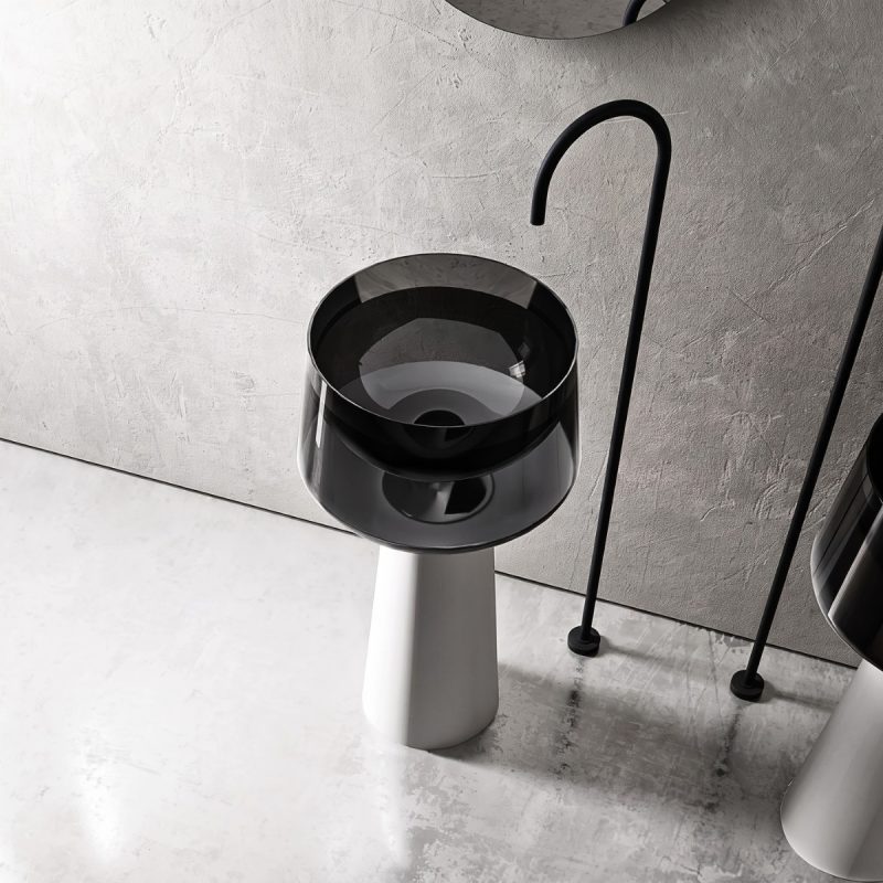 Lavabo trụ đặt sàn trong suốt NXB-Z363T