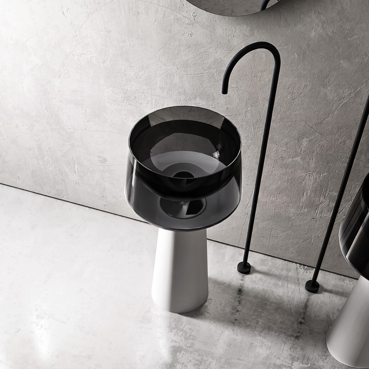 Lavabo trụ đặt sàn trong suốt NXB-Z363T