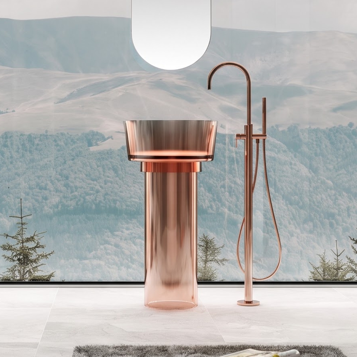 Lavabo trụ đặt sàn trong suốt NXB-Z368T