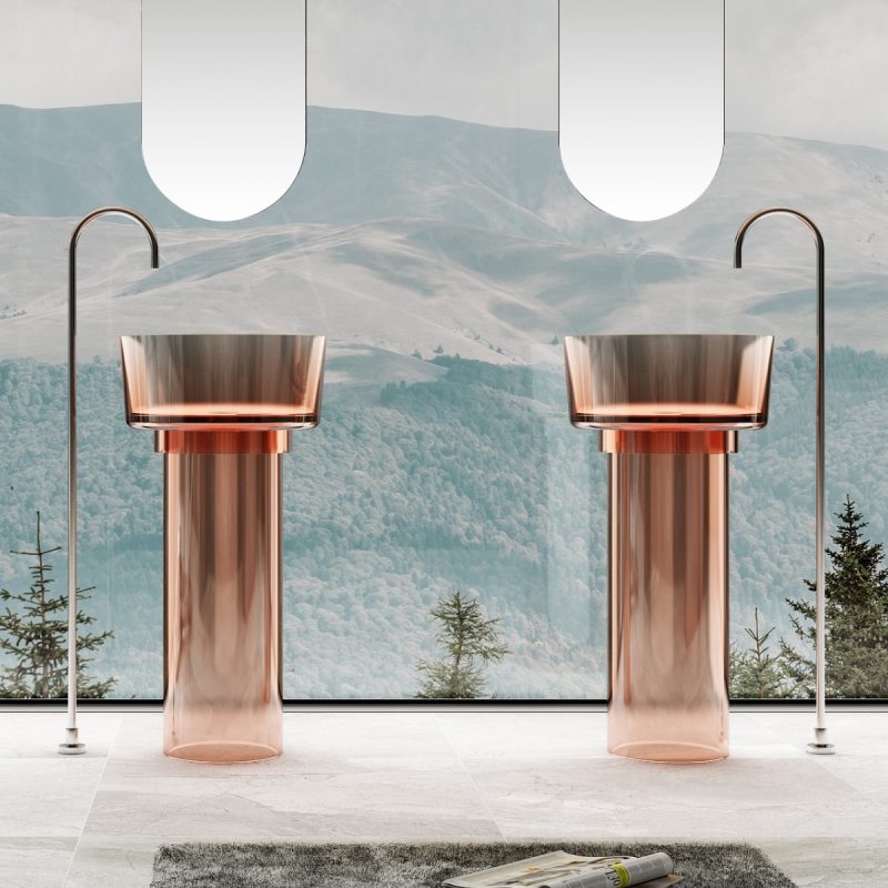 Lavabo trụ đặt sàn trong suốt NXB-Z368T