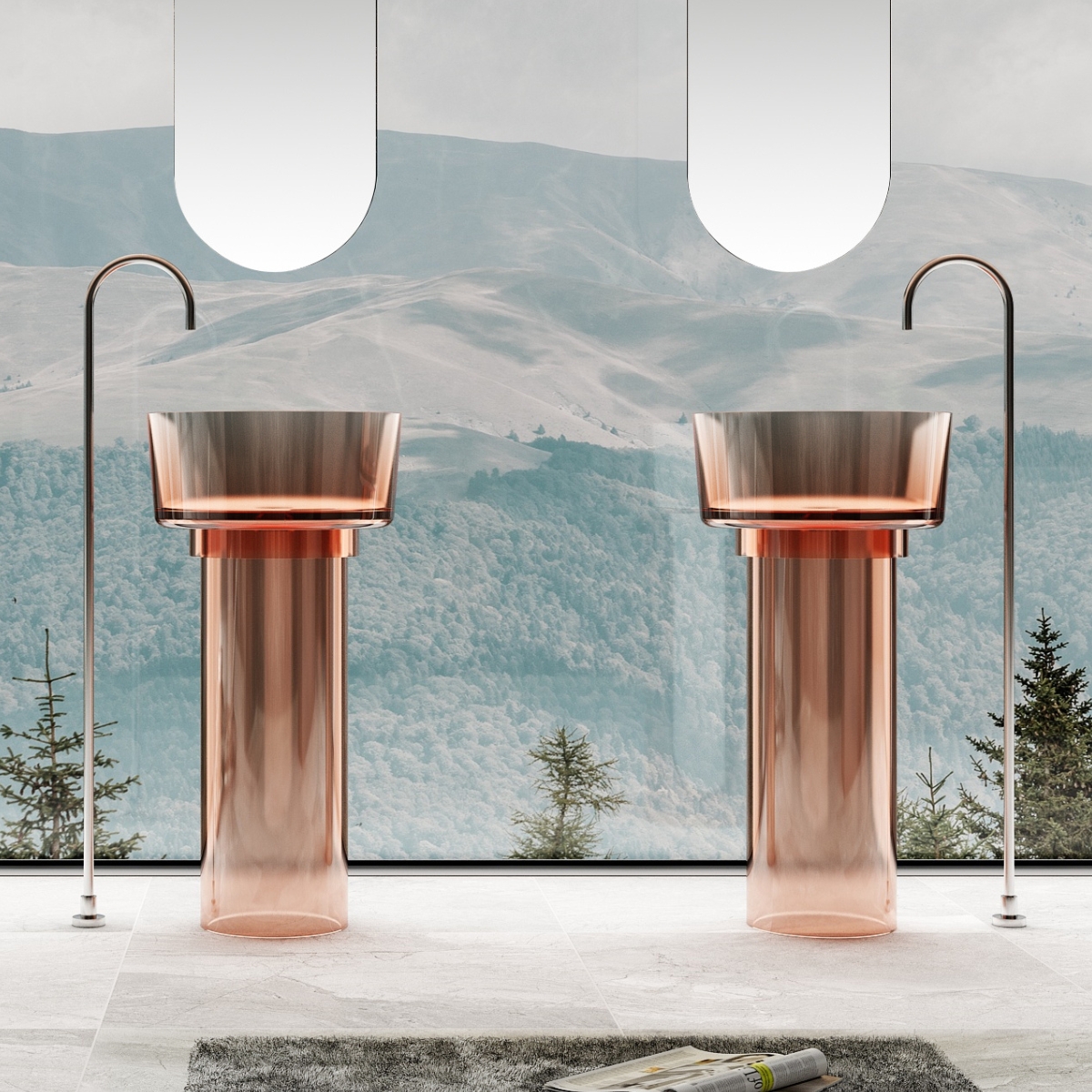 Lavabo trụ đặt sàn trong suốt NXB-Z368T
