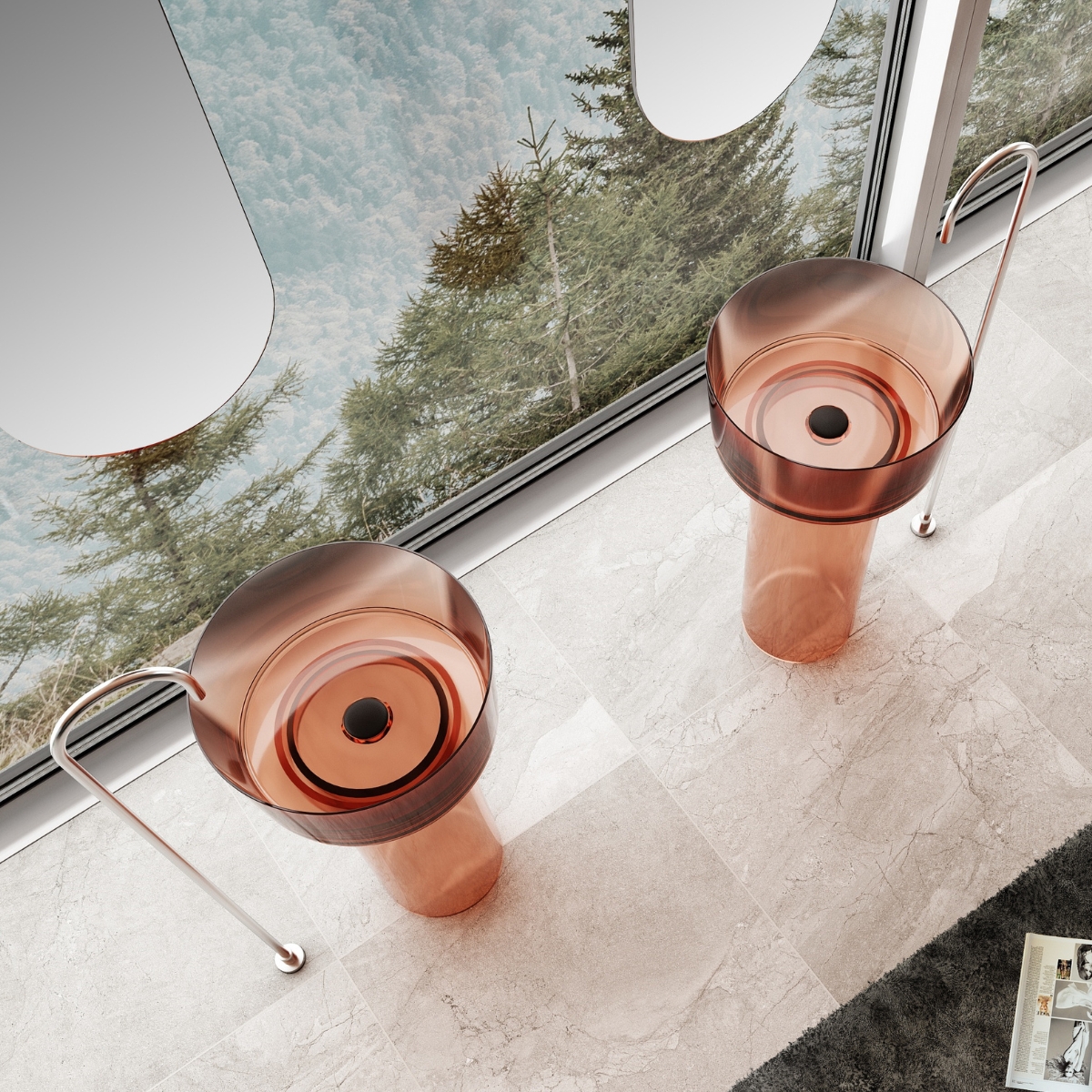 Lavabo trụ đặt sàn trong suốt NXB-Z368T