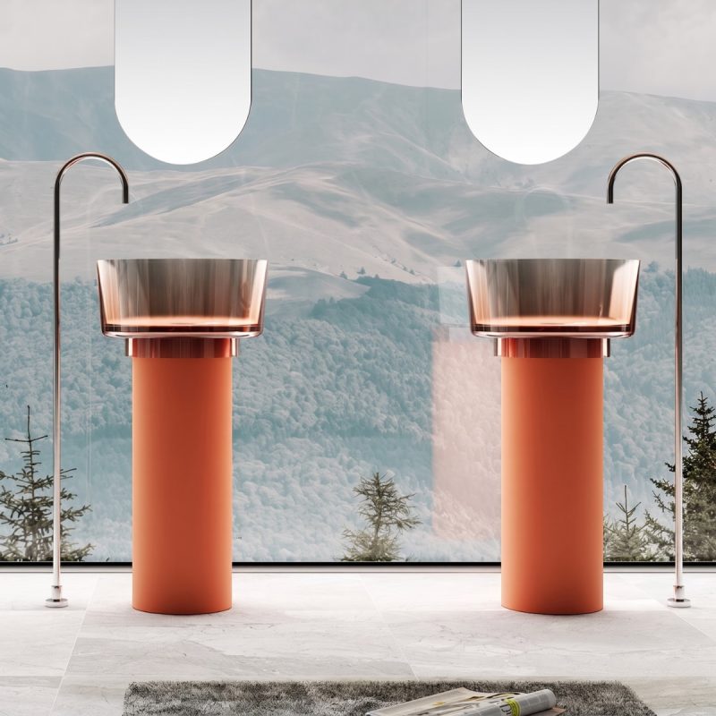 Lavabo trụ đặt sàn trong suốt NXB-Z368T