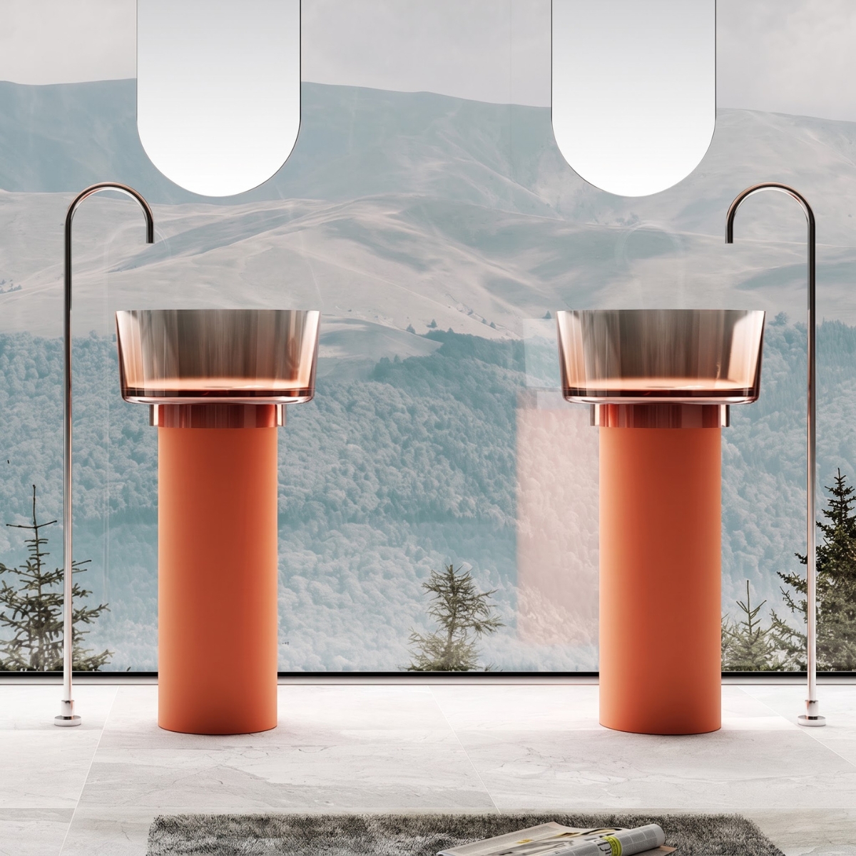 Lavabo trụ đặt sàn trong suốt NXB-Z368T