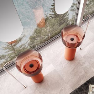 Lavabo trụ đặt sàn trong suốt NXB-Z368T