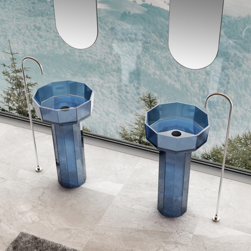 Lavabo trụ đặt sàn trong suốt NXB-Z369T