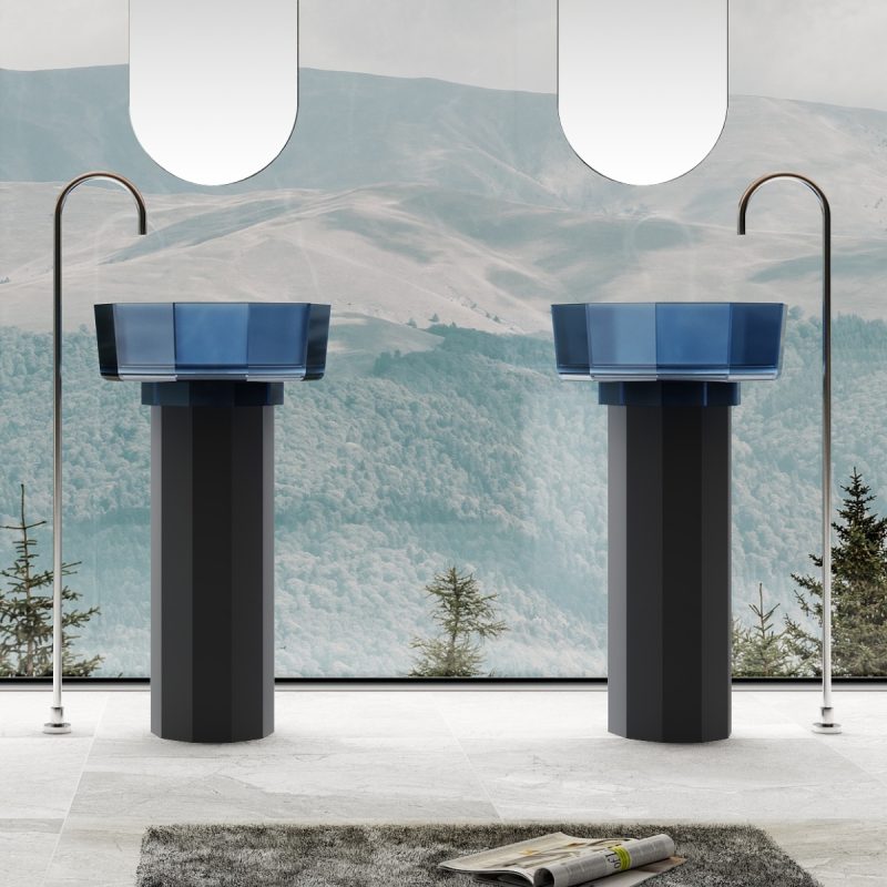 Lavabo trụ đặt sàn trong suốt NXB-Z369T