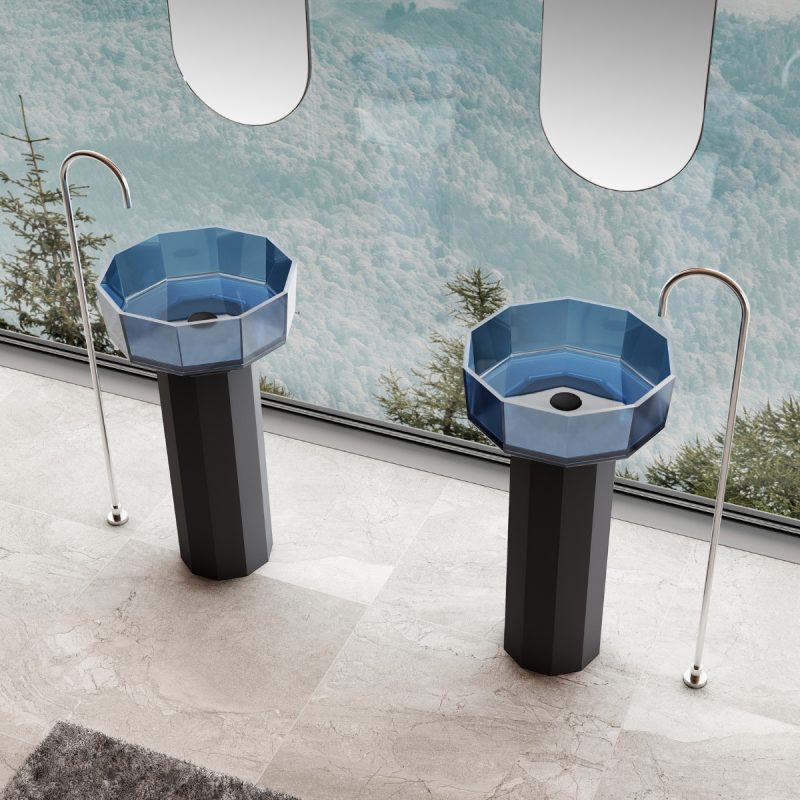 Lavabo trụ đặt sàn trong suốt NXB-Z369T