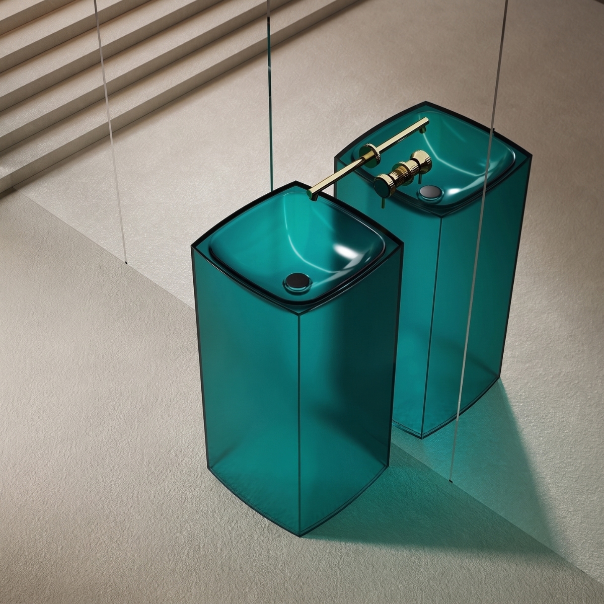 Lavabo trụ đặt sàn trong suốt NXB-Z801T