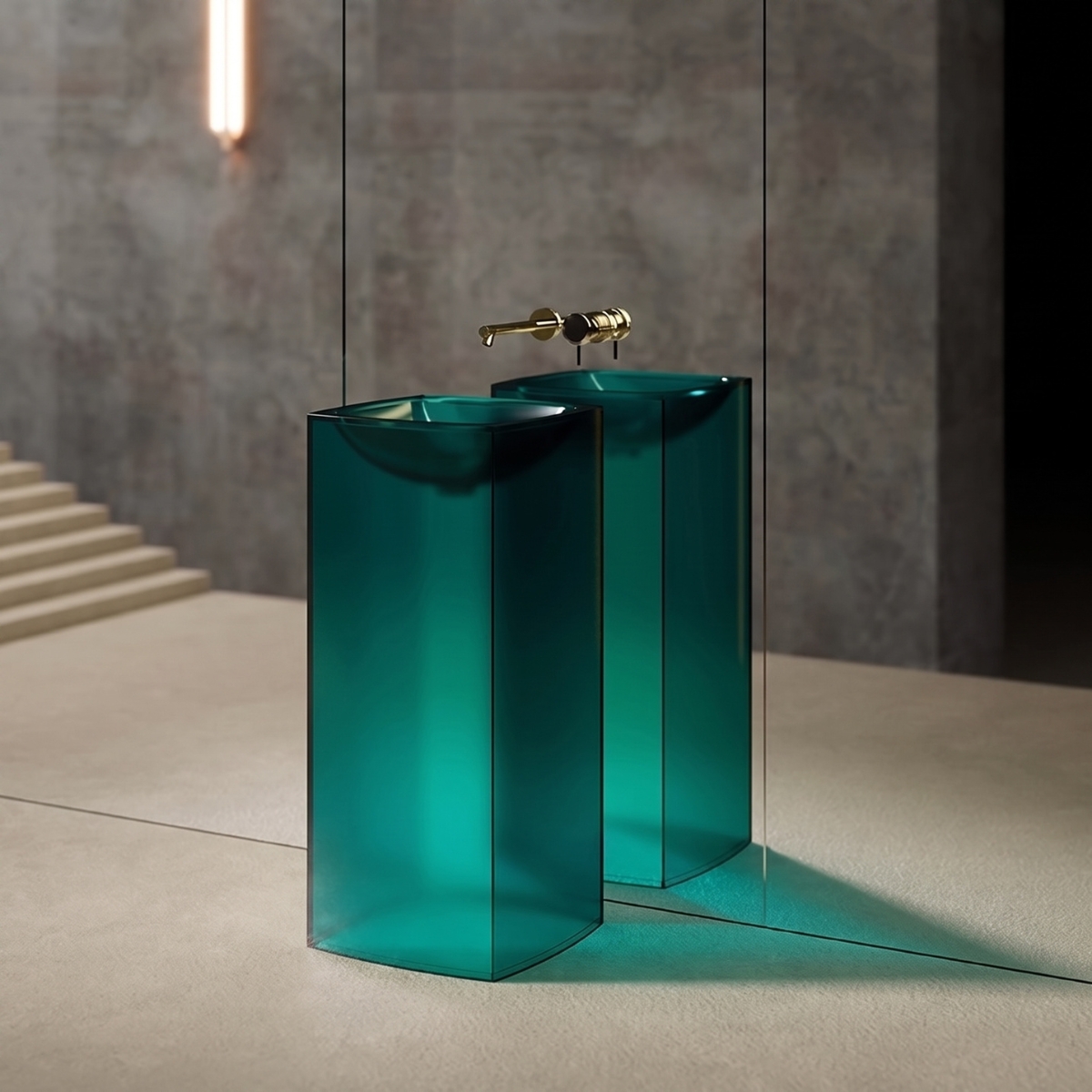 Lavabo trụ đặt sàn trong suốt NXB-Z801T