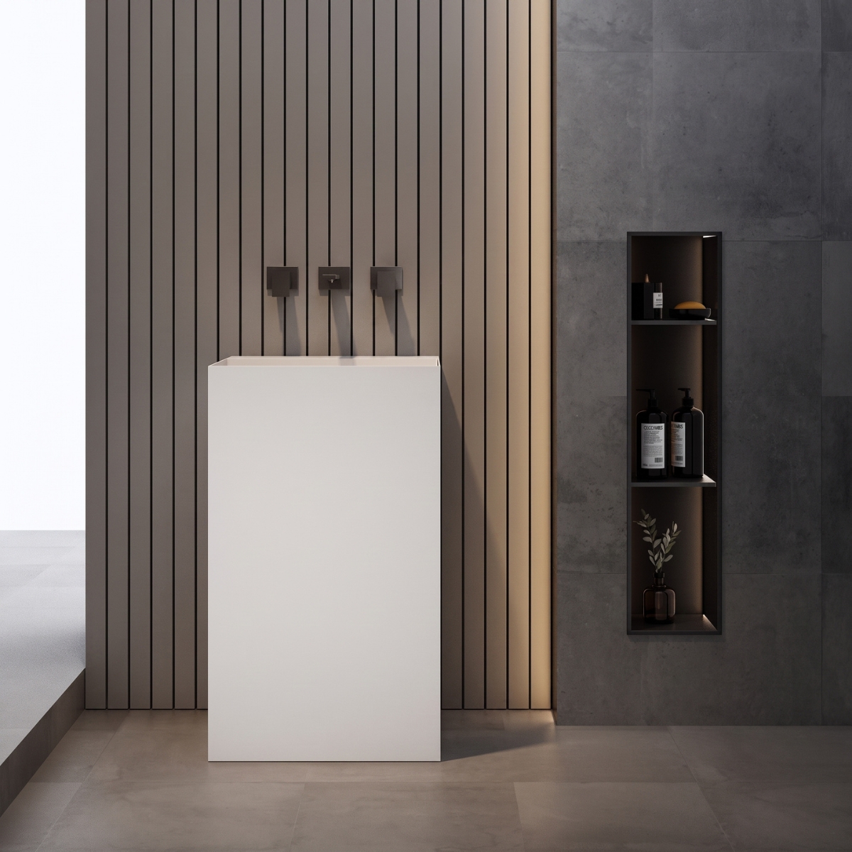Lavabo trụ đặt sàn Solid Surface NXB-Z226