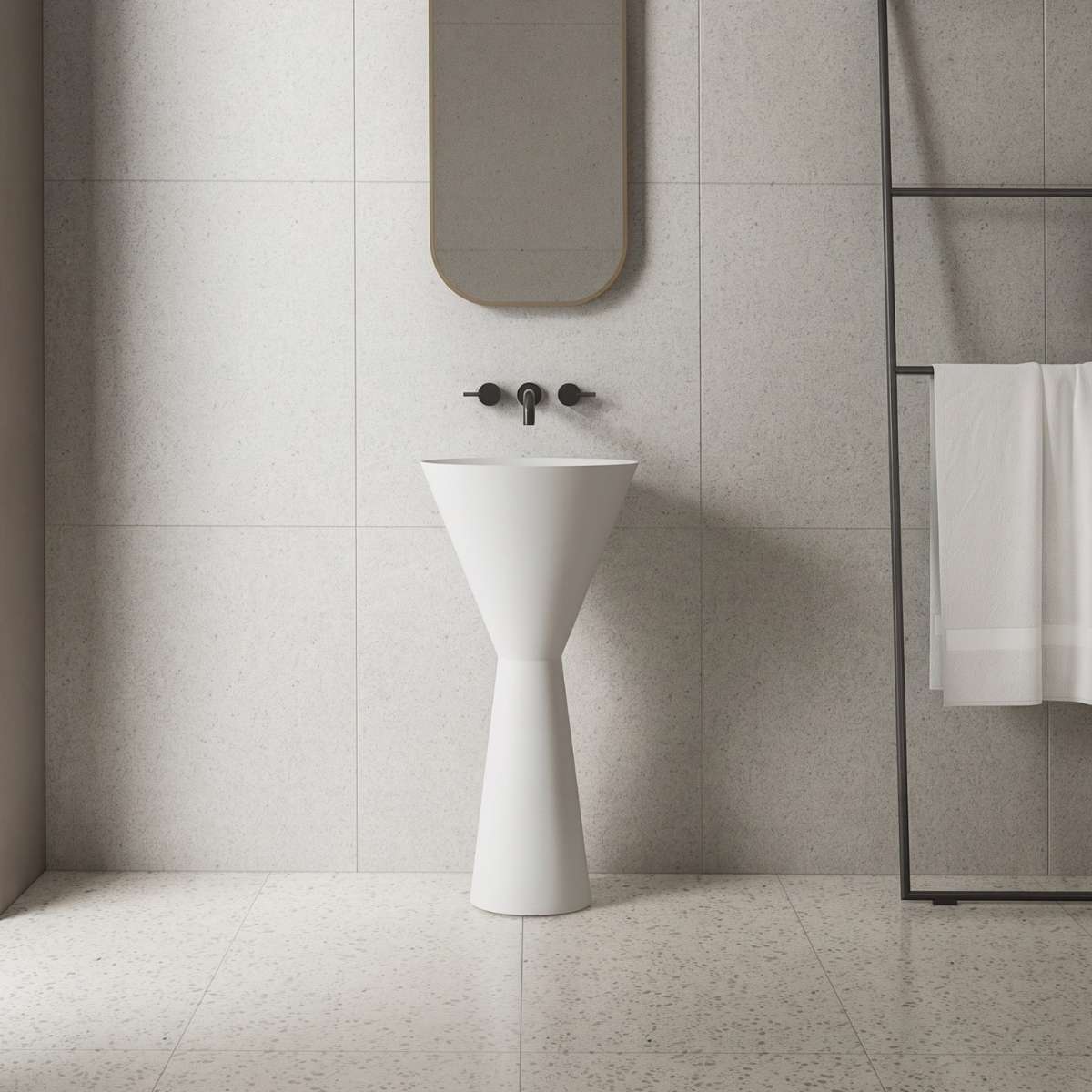 Lavabo trụ đứng đặt sàn Solid Surface NXB-Z362