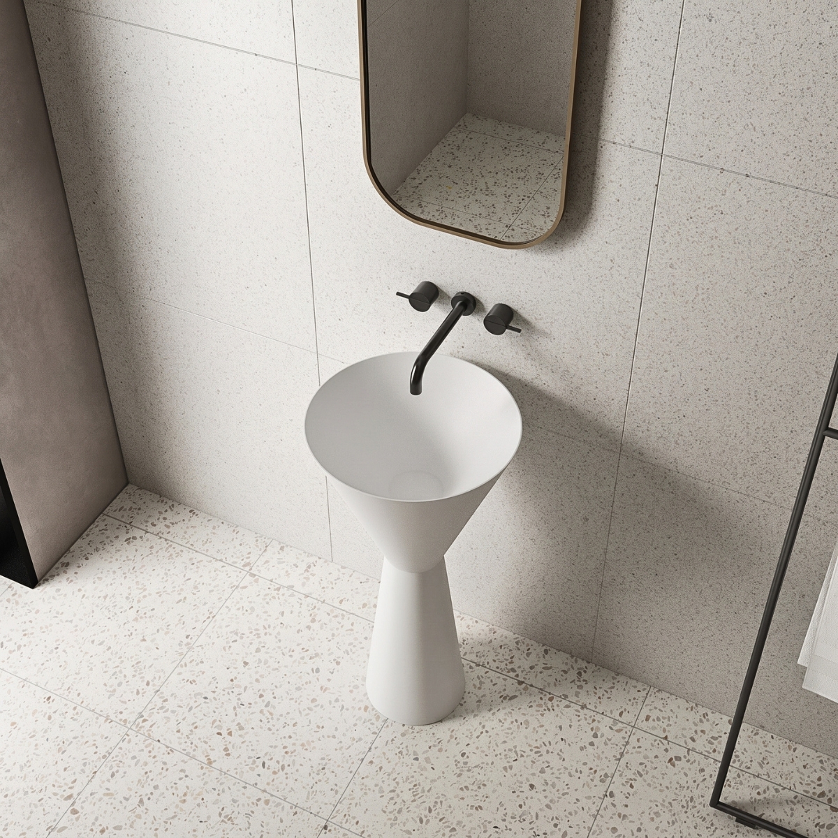 Lavabo trụ đứng đặt sàn Solid Surface NXB-Z362