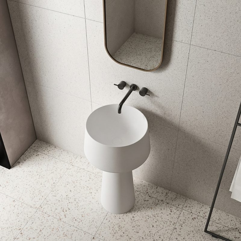Lavabo trụ đặt sàn Solid Surface NXB-Z363
