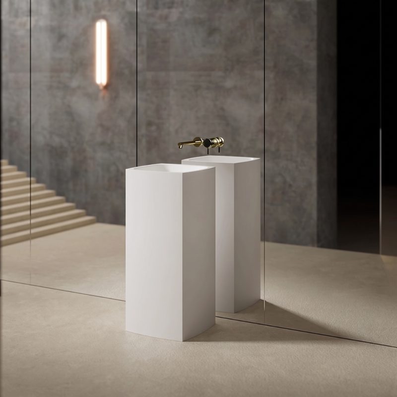 Lavabo trụ đặt sàn Solid Surface NXB-Z801