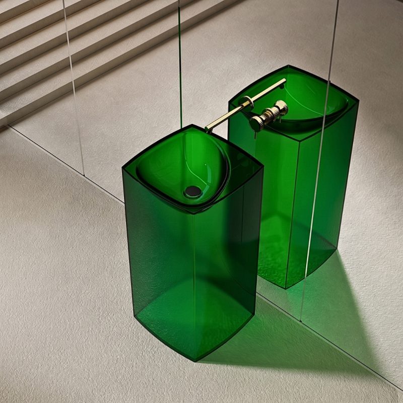 Lavabo trụ đặt sàn trong suốt NXB-Z802T