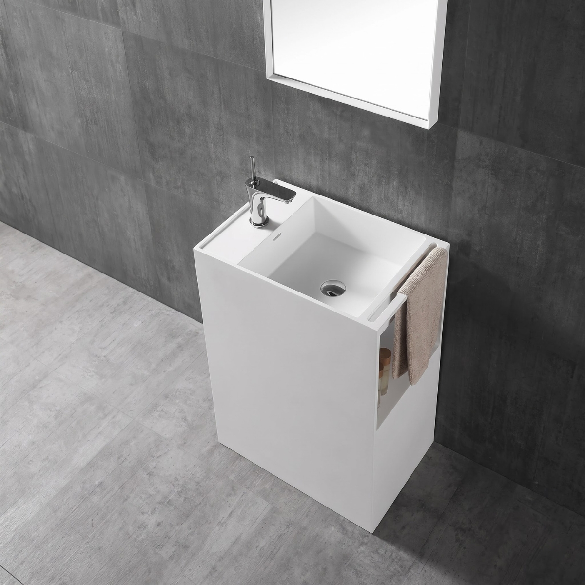 Lavabo trụ đặt sàn Solid Surface NXB-Z18