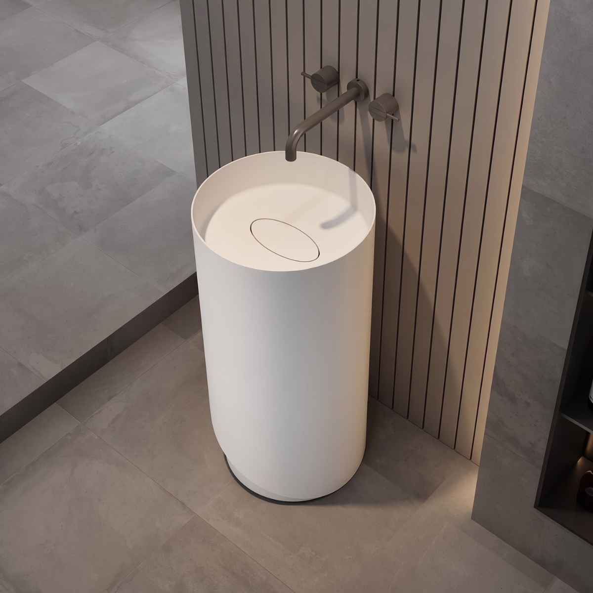 Lavabo trụ đặt sàn Solid Surface NXB-Z207
